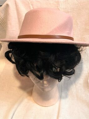 Classic Pink Felt Fedora with Brown Band